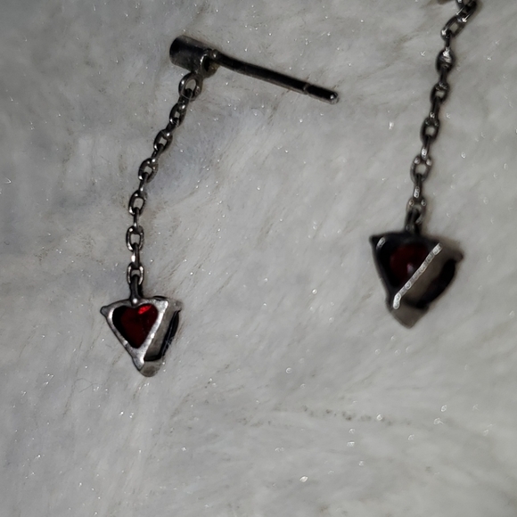 Garnet and Gunmetal ❤ Earrings - Picture 9 of 10
